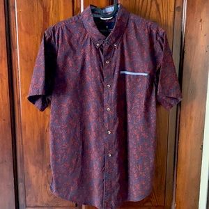 Roark Revival Mens M Short Sleeve Casual Button Down Shirt Blue and Red Pattern